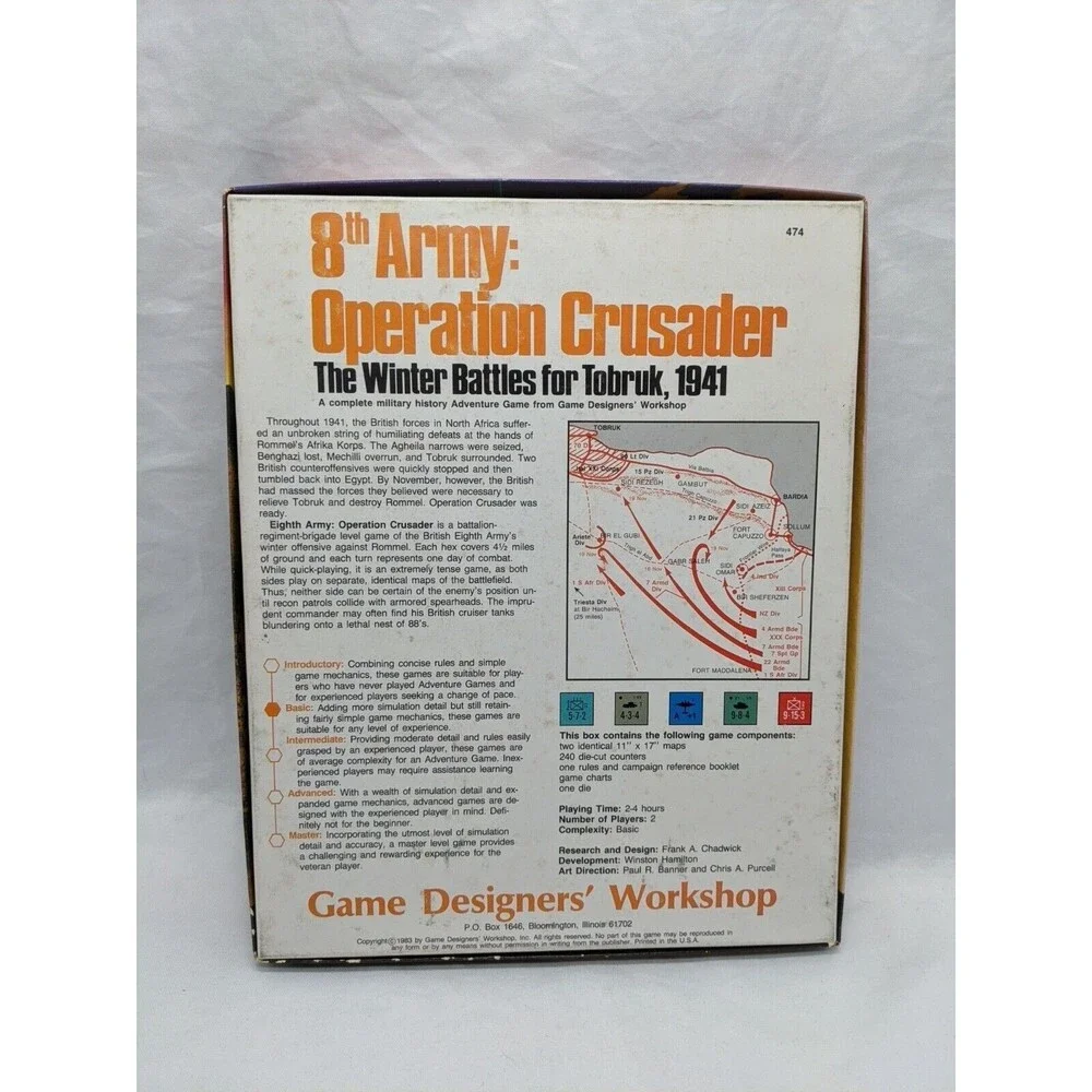 GDW 8th Army Operation Crusader The Winter Battles For Tobruk 1941 Board Game